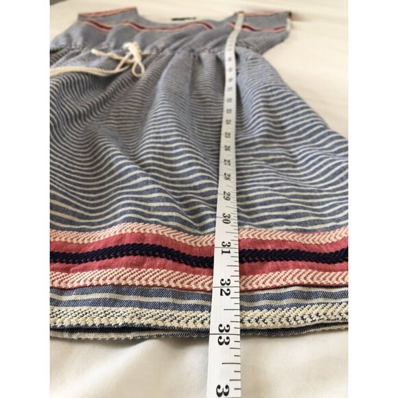 THML Women's Striped Embroidered Mini Beach Dress Size S Coastal Summer Tassels - Picture 9 of 9